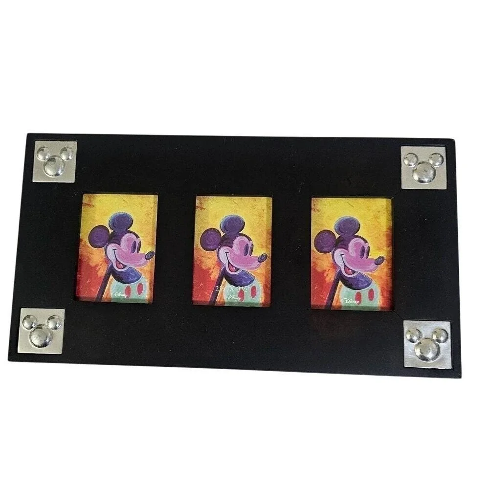 Vintage Disney 1998 Wood Photo‎ Frame Mickey Metal Design